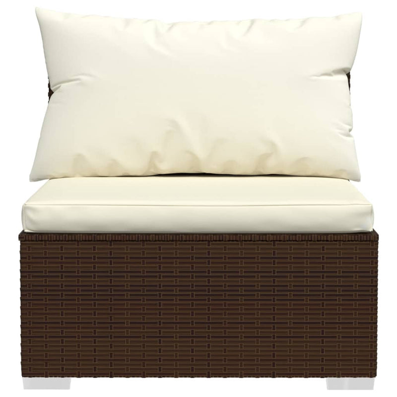 4-Seater Sofa with Cushions Brown Poly Rattan