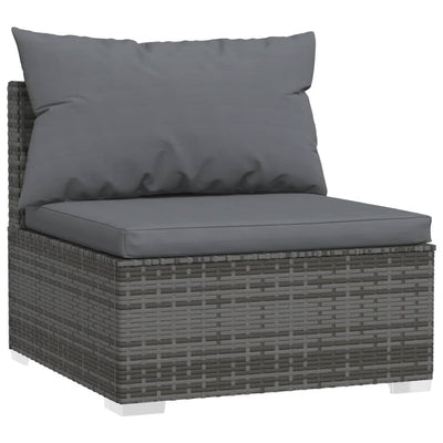 4 Piece Garden Lounge Set with Cushions Grey Poly Rattan