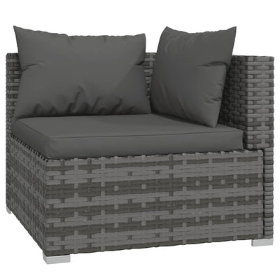 4 Piece Garden Lounge Set with Cushions Grey Poly Rattan