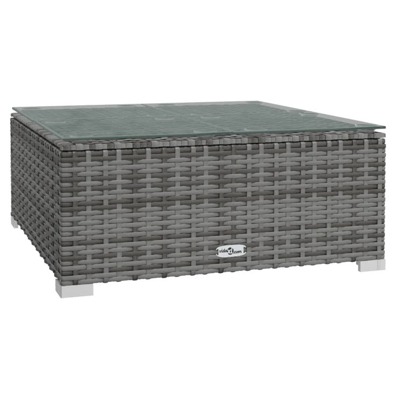 Garden Coffee Table Grey 60x60x30 cm Poly Rattan and Glass