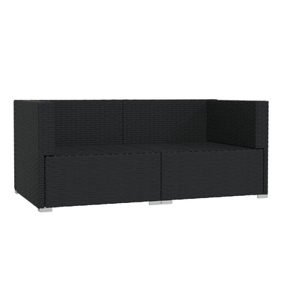 2-Seater Sofa with Cushions Black Poly Rattan