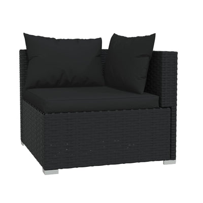 2-Seater Sofa with Cushions Black Poly Rattan