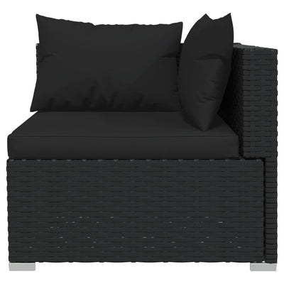 2-Seater Sofa with Cushions Black Poly Rattan