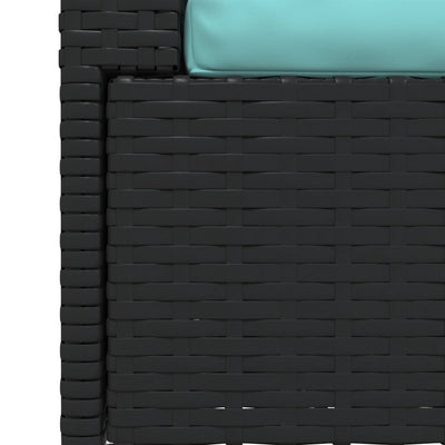 2-Seater Sofa with Cushions Black Poly Rattan