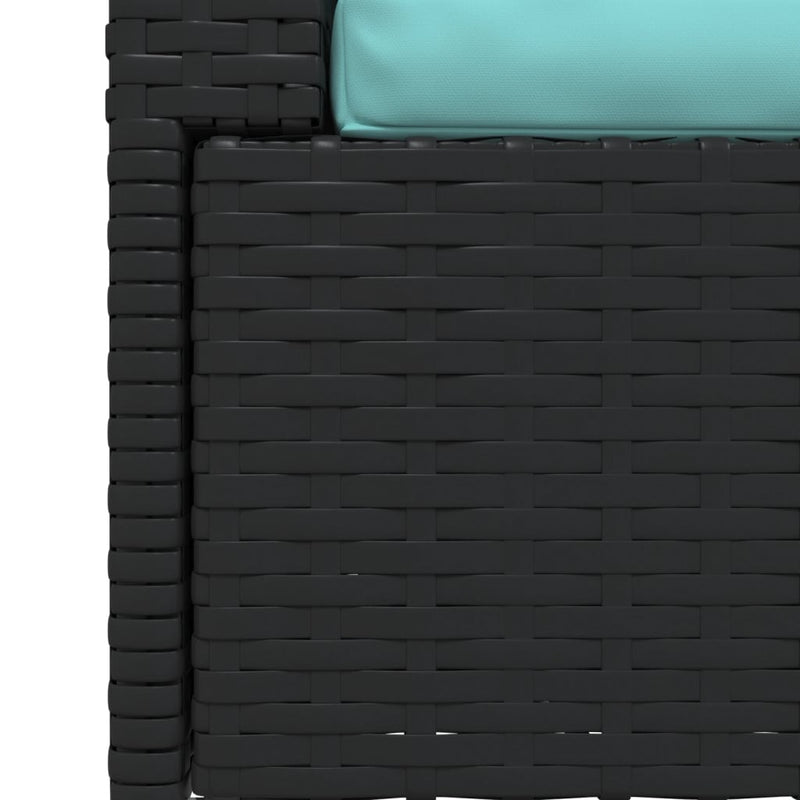 2-Seater Sofa with Cushions Black Poly Rattan