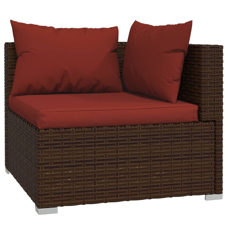 2-Seater Sofa with Cushions Brown Poly Rattan