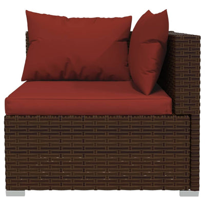 2-Seater Sofa with Cushions Brown Poly Rattan