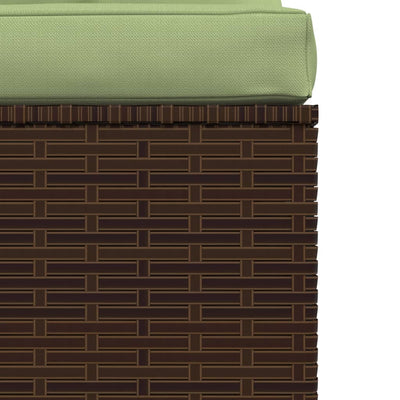 Garden Middle Sofa with Cushions Brown Poly Rattan