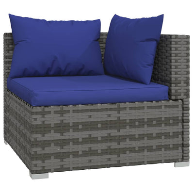 3 Piece Garden Lounge Set with Cushions Grey Poly Rattan