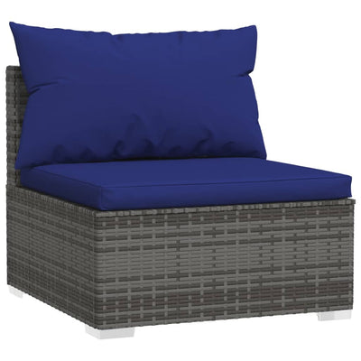 4-Seater Sofa with Cushions Grey Poly Rattan