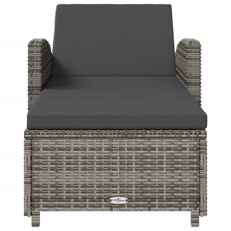 Sun Lounger with Dark Grey Cushion Poly Rattan Grey