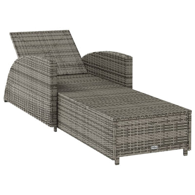 Sun Lounger with Dark Grey Cushion Poly Rattan Grey