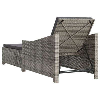 Sun Lounger with Dark Grey Cushion Poly Rattan Grey