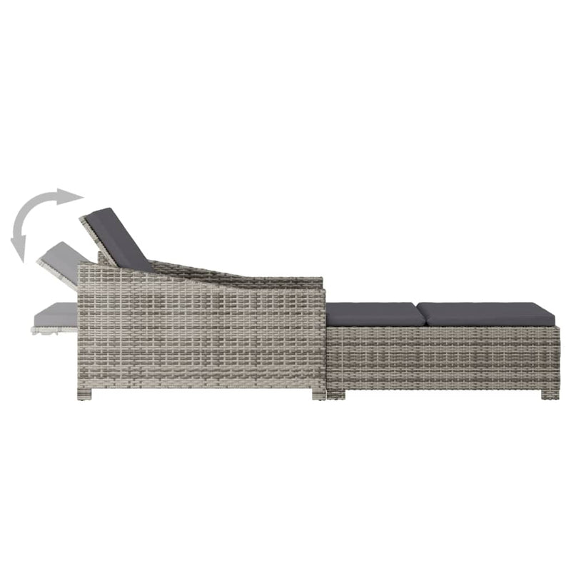 Sun Lounger with Dark Grey Cushion Poly Rattan Grey