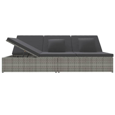 Convertible Sun Bed with Cushions Poly Rattan Dark Grey