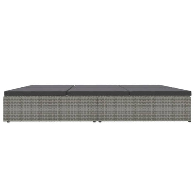 Convertible Sun Bed with Cushions Poly Rattan Dark Grey