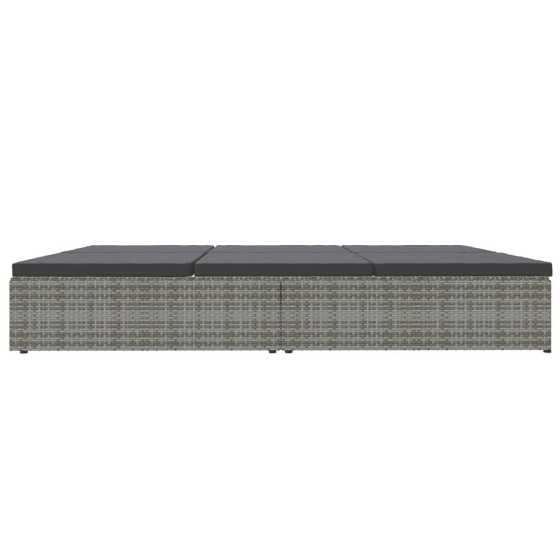 Convertible Sun Bed with Cushions Poly Rattan Dark Grey