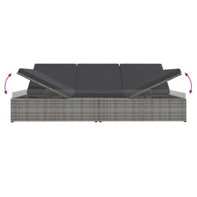 Convertible Sun Bed with Cushions Poly Rattan Dark Grey