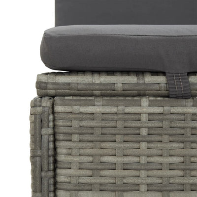 Convertible Sun Bed with Cushions Poly Rattan Dark Grey