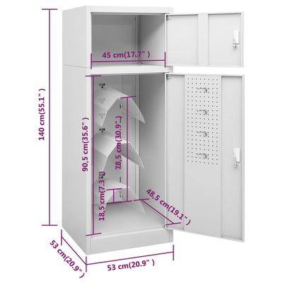 Saddle Cabinet Light Grey 53x53x140 cm Steel