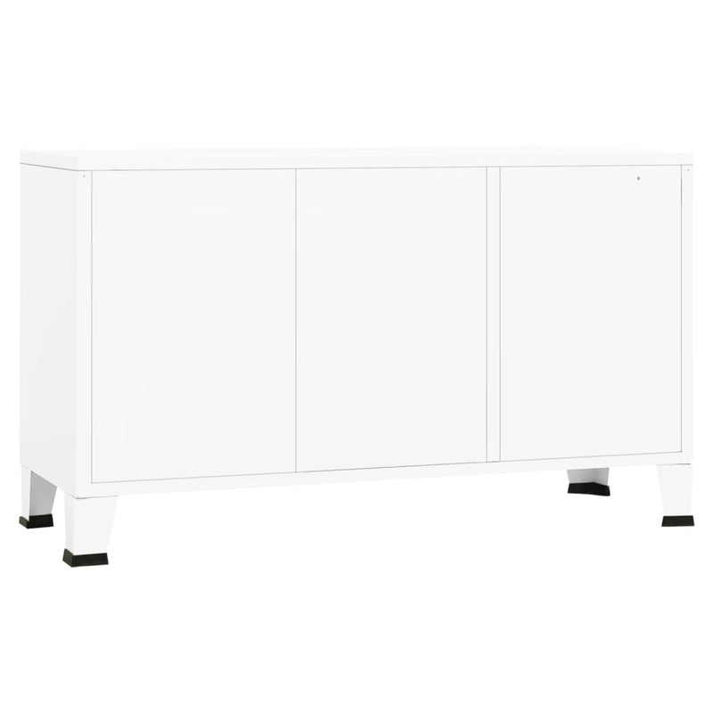 Industrial Sideboard White 105x35x62 cm Metal and Glass