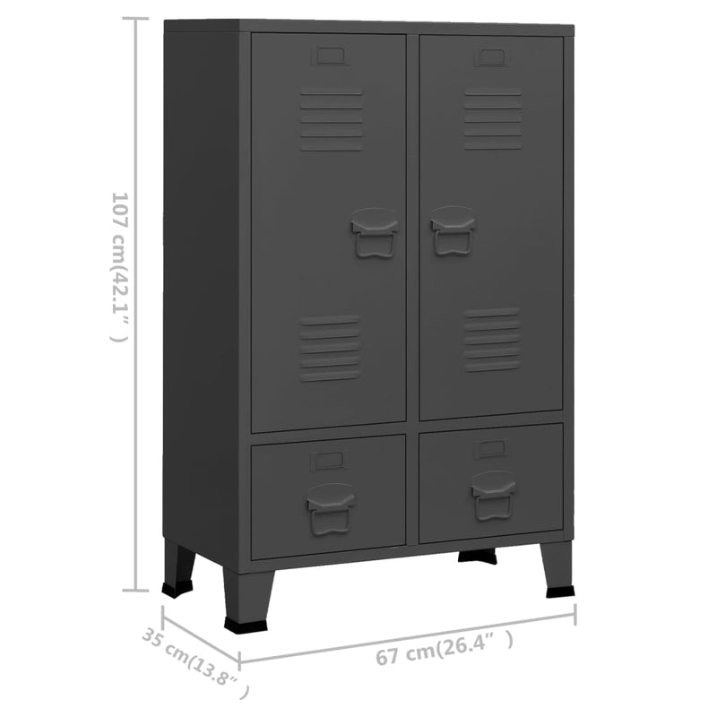 Industrial Wardrobe Anthracite 67x35x107 cm Steel