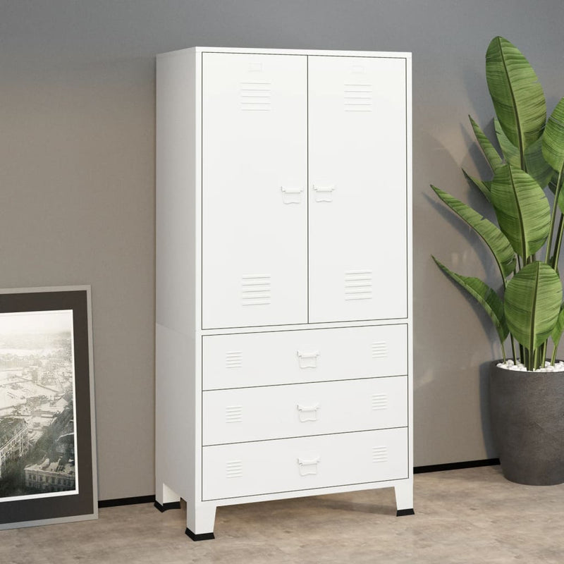 Industrial Wardrobe White 90x50x180 cm Metal