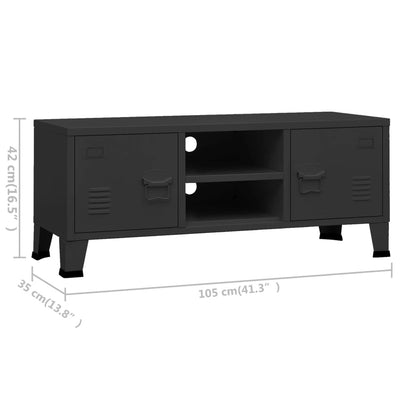 Industrial TV Cabinet Black 105x35x42 cm Metal