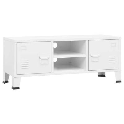 Industrial TV Cabinet White 105x35x42 cm Metal