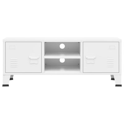 Industrial TV Cabinet White 105x35x42 cm Metal