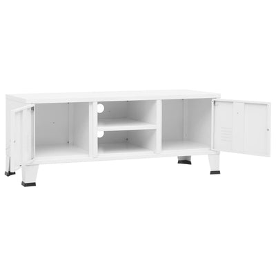 Industrial TV Cabinet White 105x35x42 cm Metal