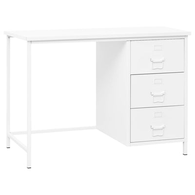 Industrial Desk with Drawers White 105x52x75 cm Steel