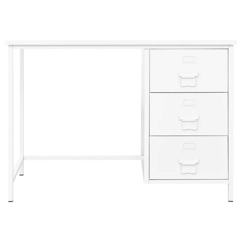 Industrial Desk with Drawers White 105x52x75 cm Steel