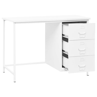 Industrial Desk with Drawers White 105x52x75 cm Steel