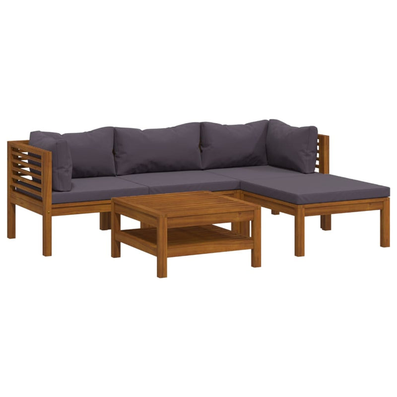 5 Piece Garden Lounge Set with Cushion Solid Acacia Wood