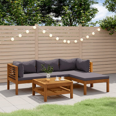 5 Piece Garden Lounge Set with Cushion Solid Acacia Wood