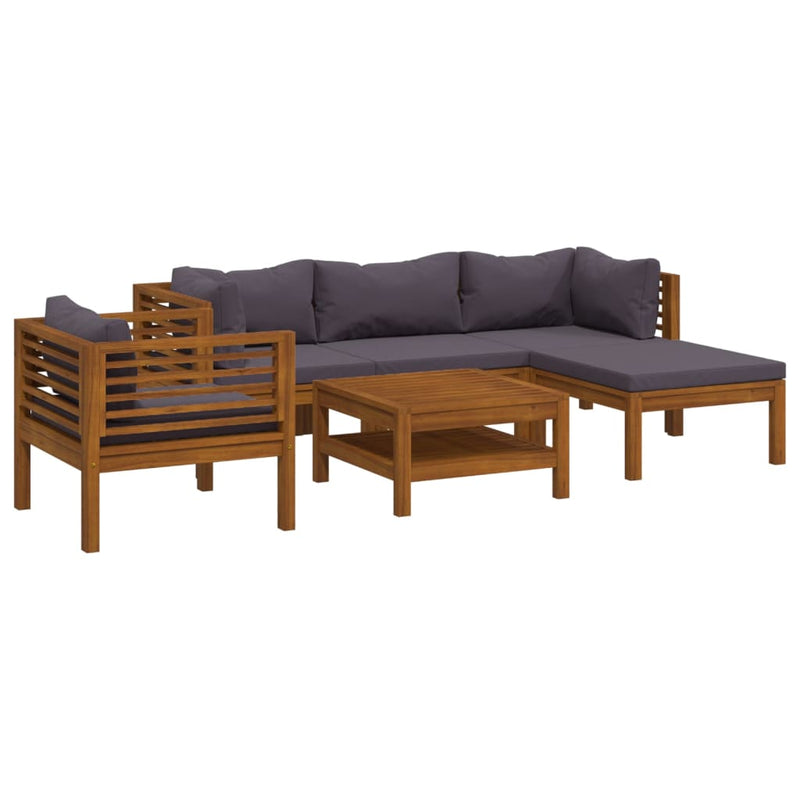 6 Piece Garden Lounge Set with Cushion Solid Acacia Wood