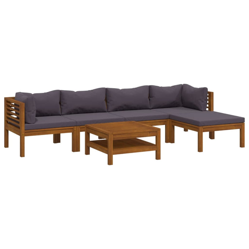 6 Piece Garden Lounge Set with Cushion Solid Acacia Wood