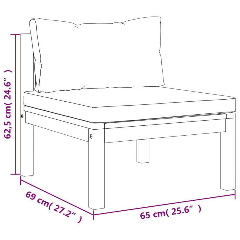 3-Seater Garden Sofa with Cushion Solid Acacia Wood