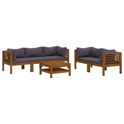 6 Piece Garden Lounge Set with Cushion Solid Acacia Wood