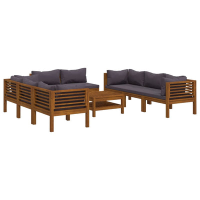 9 Piece Garden Lounge Set with Cushion Solid Acacia Wood