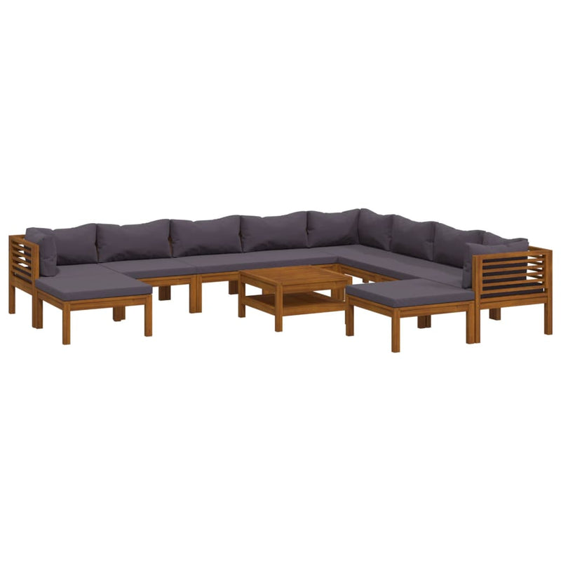 11 Piece Garden Lounge Set with Cushion Solid Acacia Wood