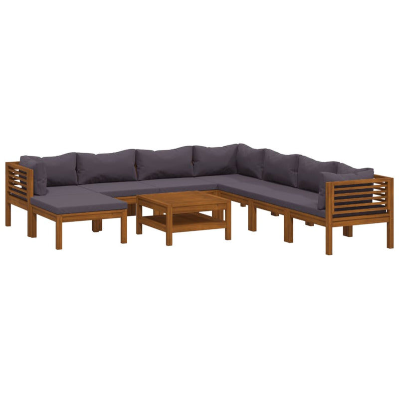 9 Piece Garden Lounge Set with Cushion Solid Acacia Wood