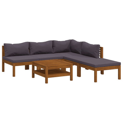 6 Piece Garden Lounge Set with Cushion Solid Acacia Wood