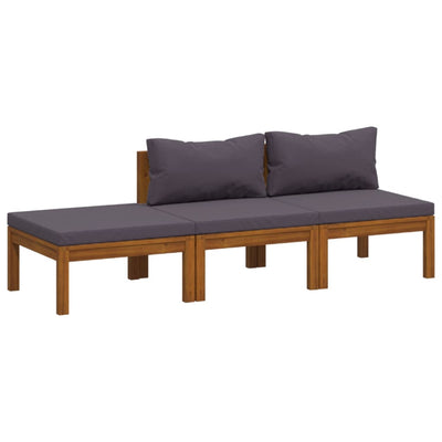 3 Piece Garden Lounge Set with Cushion Solid Acacia Wood