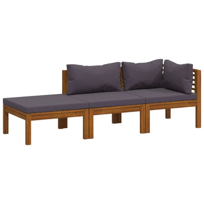 3 Piece Garden Lounge Set with Cushion Solid Acacia Wood