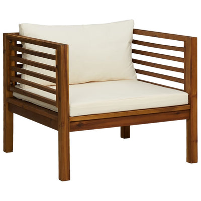 6 Piece Garden Lounge Set with Cream Cushion Solid Acacia Wood