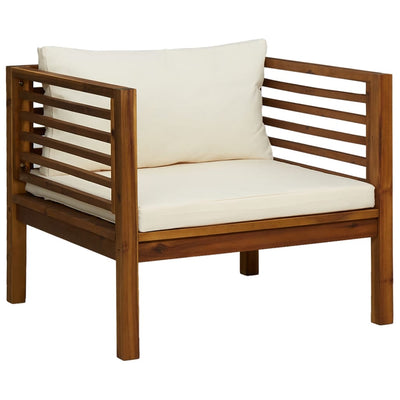 7 Piece Garden Lounge Set with Cream Cushion Solid Acacia Wood