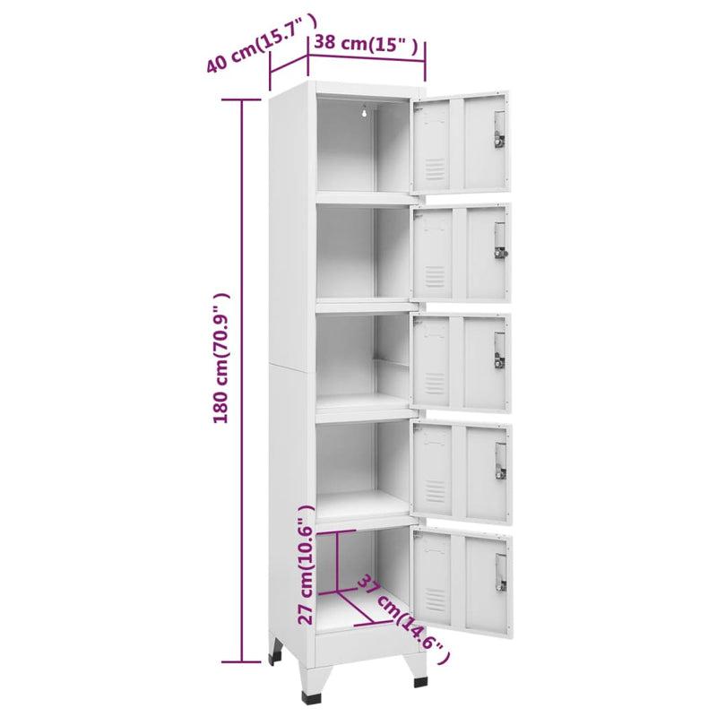 Locker Cabinet Light Grey 38x40x180 cm Steel