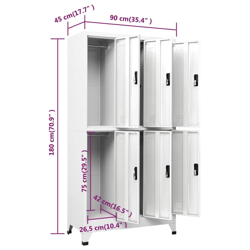 Locker Cabinet White 90x45x180 cm Steel